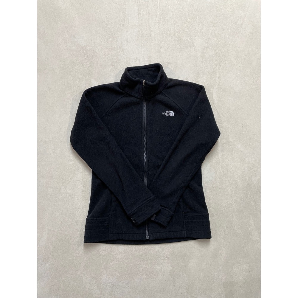 The North Face Womens Small Black Full Zip Fleece Jacket Mock Neck Lightweight